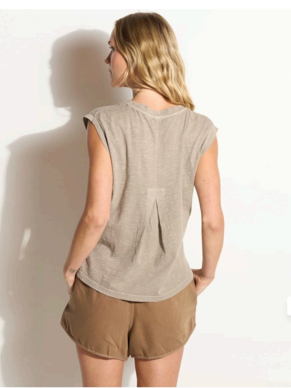 Rowan Made in Los Angeles Savannah Cotton Muscle Tank In Stone Size Small NWT - Picture 4 of 10
